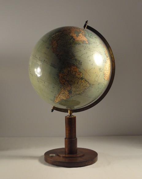 Globus Weltkugel Columbus Holz Karton 1920 1930 