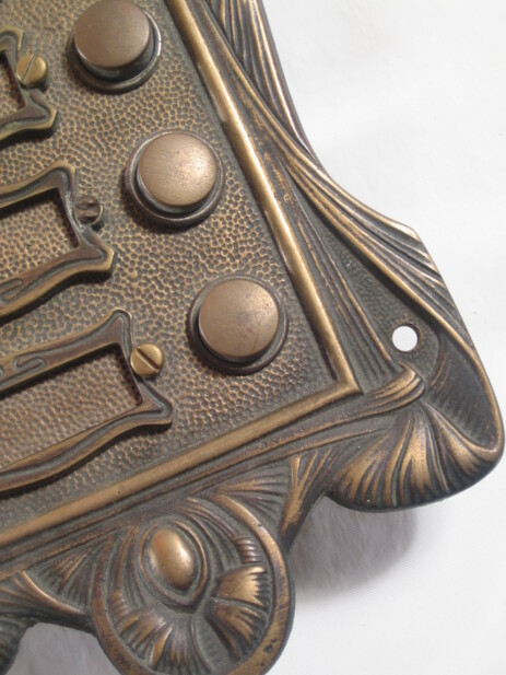 jugendstil klingelbrett haustürklingel klingelknopf 1900 art nouveau house ringing tableau 1900brass original