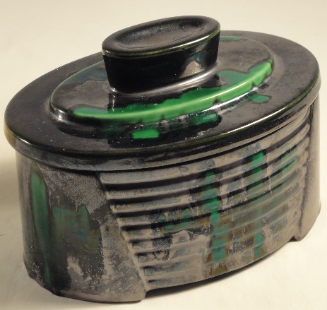 art déco ziegler keramik grün-schwarze deckeldose 1930 art déco ziegler keramik grün-schwarze deckeldose karamikdose 1930