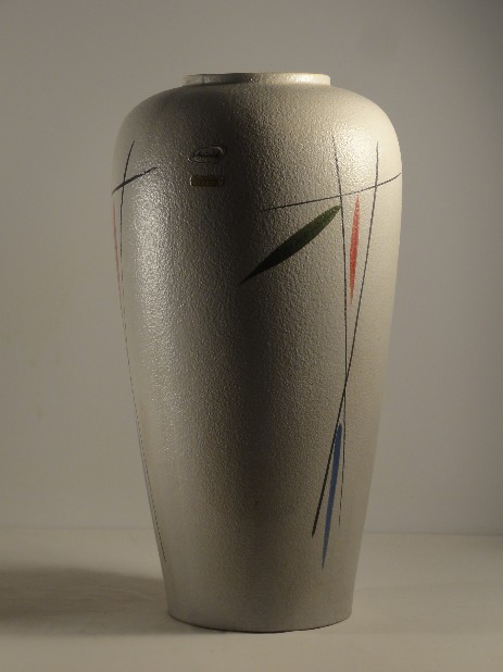 graue scheurich bodenvase mit bambusmuster um1955 1960