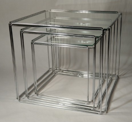 Max Sauze Isocele Satztische nestling tables chrom 1960 1970 Max Sauze Isocele Satztische nestling tables chrom 1960 1970