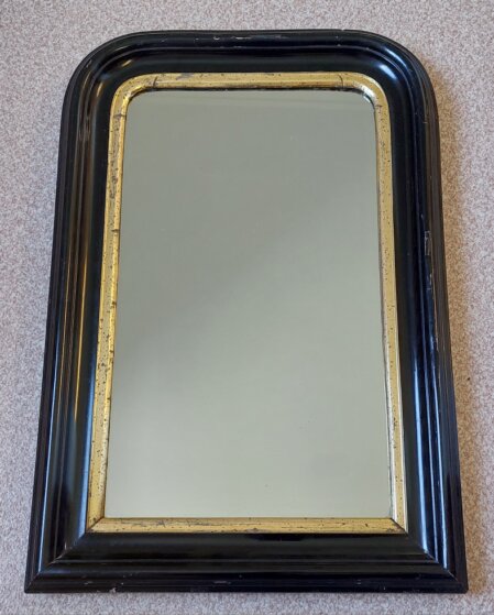 Spiegel Louis Philippe um 1860 schwarz Lack Gold originale rückwand antik Spiegel Louis Philippe um 1860 schwarz Lack Gold originale rückwand antik